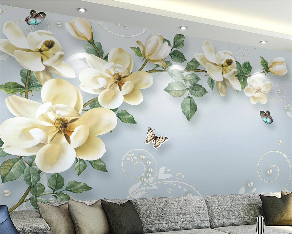 Beibehang Custom wallpaper home decor hand-painted oil painting flower European TV sofa background walls murals 3d wallpaper