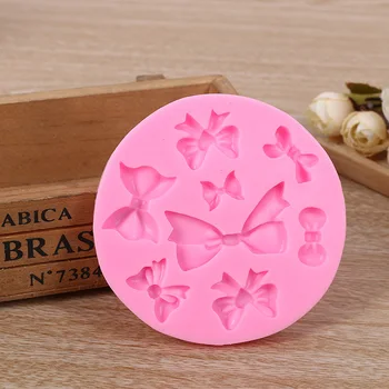 

100pcs Food Grade Silicone Bowknot Cake Mold DIY Handmade Soap Mold Baking Tools Decorations Fondant wen6666