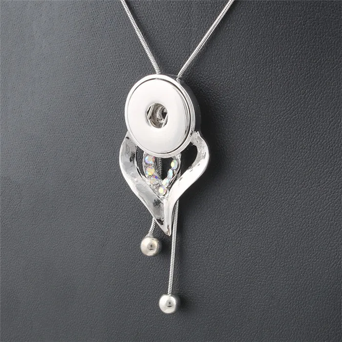 NEW Metal Adjustable Necklace 70CM Charm beauty Leave button fit DIY 18MM snap buttons jewelry wholesale DJ0178 | Украшения и