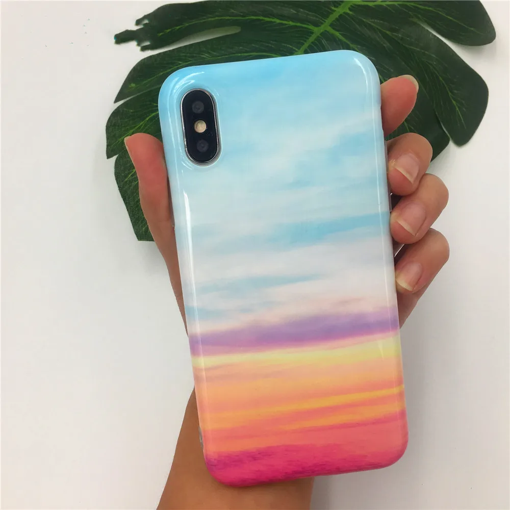 

Cyato Fashion Rainbow Marble Case For iPhone X Case iPhone 7 Cover Colorful Soft TPU Coque For iPhone 8 Cell Film Capa fundas