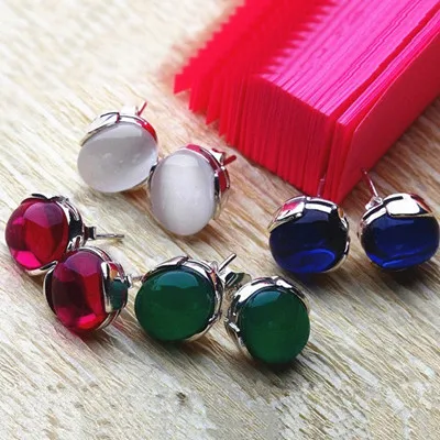Earring Studs With Natural Stones Red White Green Blue Stone Earring Studs With Natural Stones Red White Green Blue Stone Earrings 925 Sterling Silver Jewelry For