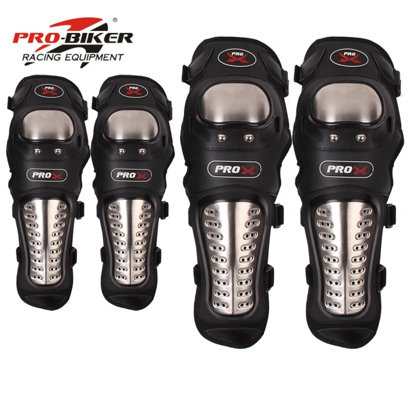 PRO BIKER 4Pcs/Set Knee Protector Stainless Steel Moto Elbow Knee Pads