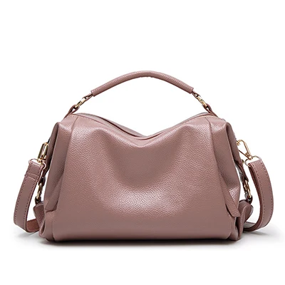 Винтажная Большая вместительная женская сумка на плечо, Повседневные Сумки из искусственной кожи, женские сумки высокого качества на молнии с цепочкой, одноцветные новые дизайнерские сумки - Цвет: Розовый