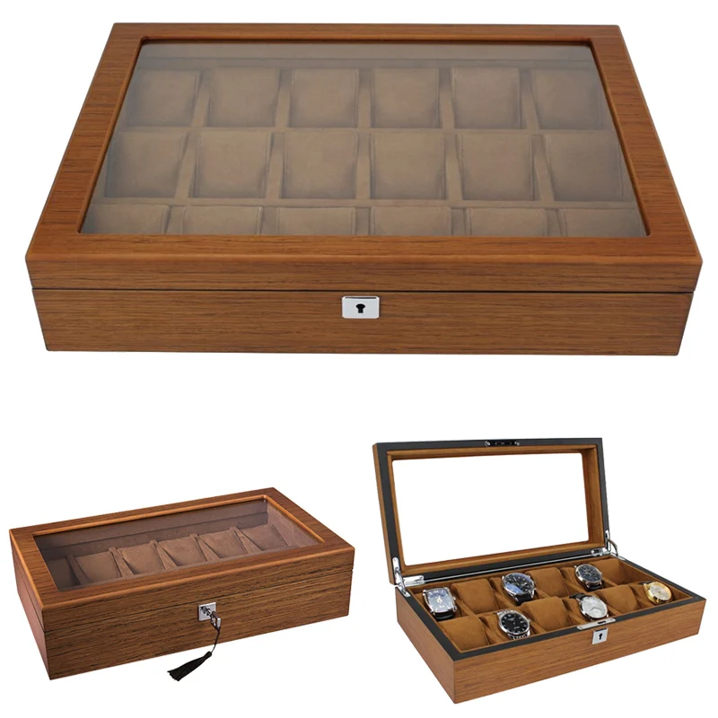 

2019 Luxury 10,12,18 Grids Handmade Wood Watch Box Wood Clock Box Watch Case Time Box for Watch Holding