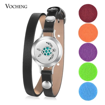 

10pcs/lot 25mm Aromatherapy Diffuser Locket Bracelet fit 18mm Oil Pads 316L Stainless Steel Leather without Oil Pads VA-816*10