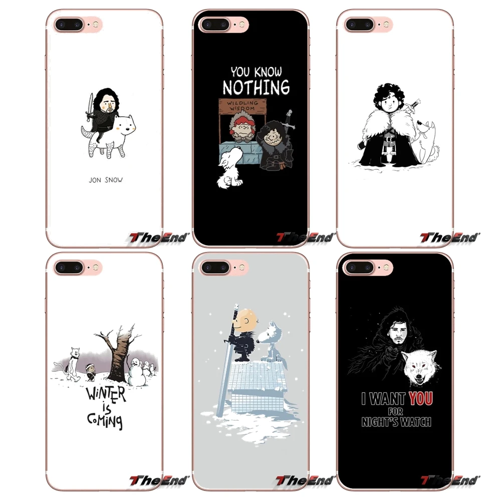 

For Apple iPhone X 4 4S 5 5S SE 5C 6 6S 7 8 Plus 6Plus 7plus 8plus Fundas Coque Jon Snow Game of Thrones GOT Dogs Soft Case