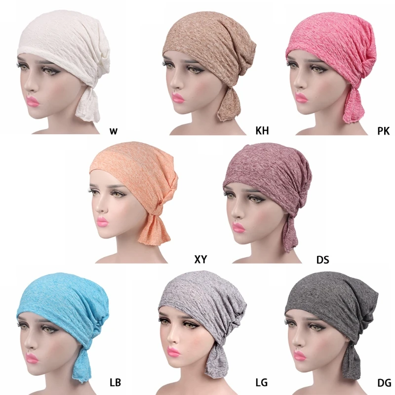 Womens Ruffle Chemo Hat Beanie Scarf,Soft Turban Bandana Headwear for Cancer