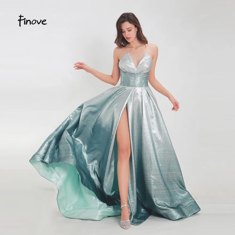 Finove светоотражающее платье 2020 длинное Новое сексуальное без бретелек Милая Шея