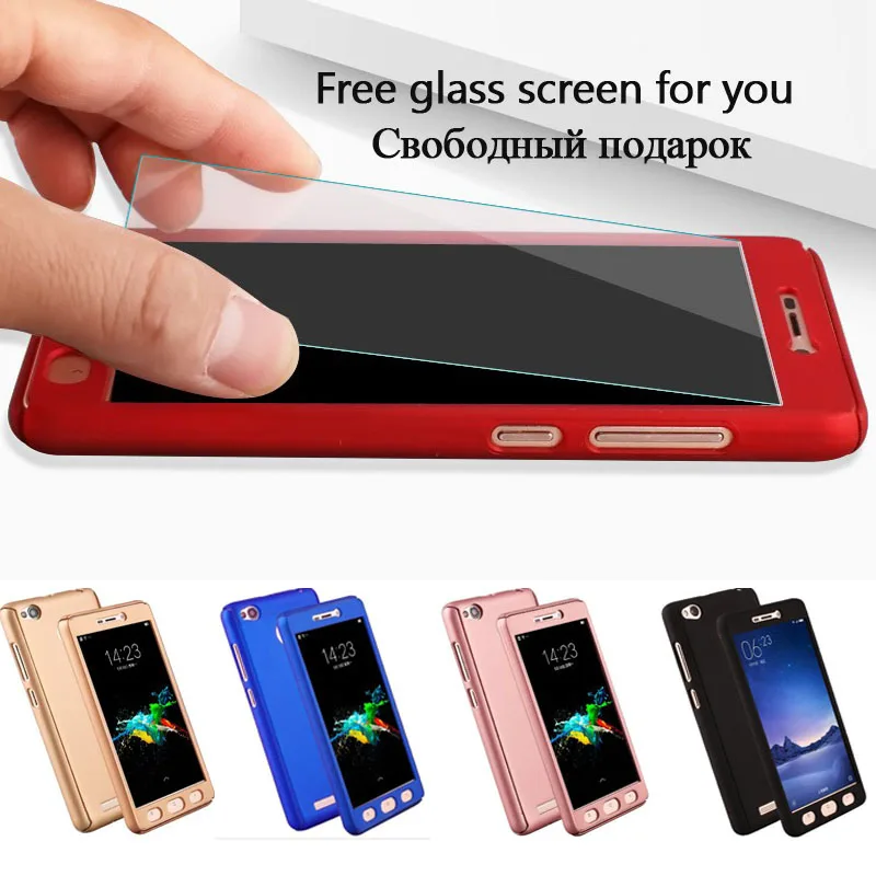 For Xiaomi Redmi 3s 4x 4A 4 Por Case 360 Full Body Protective Hard PC Cover Xiomi Phone With Tempered Glass Flim |