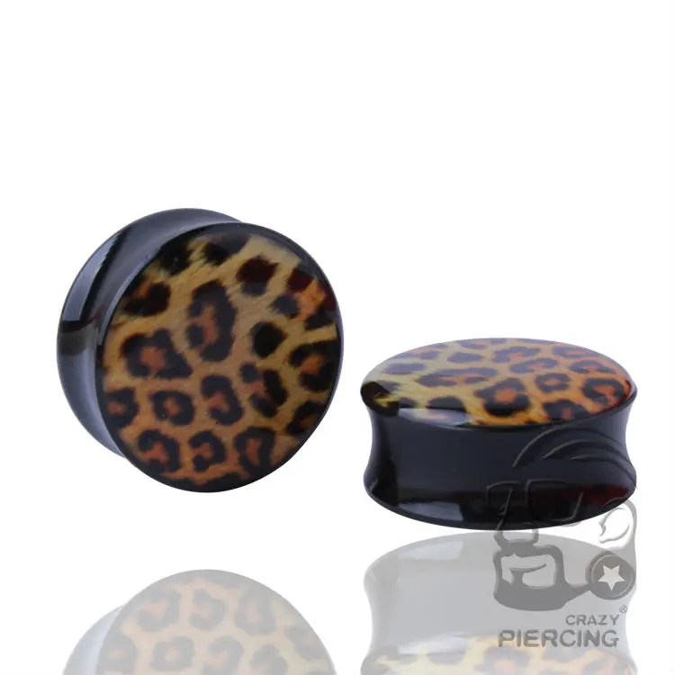 

Leopard Print Double Flared Ear Plug Acrylic Saddle Gauge Tunnel Piercing Body Jewelry Ear Expander
