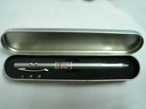 Многофункциональная лазерная ручка 4 в 1, лазерная ручка в подарочной коробке, металлический материал, шариковая ручка, КПК, красный лазер и светодиодный светильник