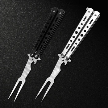 

Stainless Steel Practice ButterflyTraining Knife Trainer Folding Knife Dull Tool knife butterfly in knife with fork