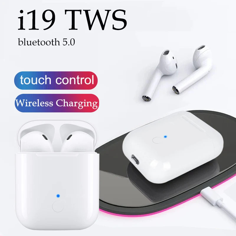 

i19 tws Bluetooth Earphone Wireless earphones Touch control Earbuds 3D Stereo Wireless Charging Case PK TWS i12 i10 i7