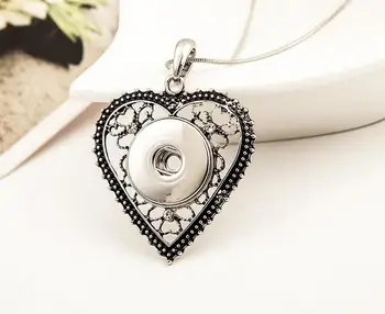 

10pcs New DIY rhinestone watches Factory Wholesale Snap Custome Antique Silver Plated Button Heart Shape Pendant