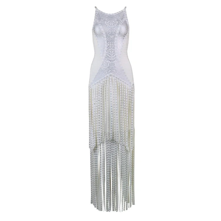 Femmes 2018 Élégant Parti Designer Sexy Bandage Impression Luxe Gland Robe De Long Tricoté Sangle FZrqwFz