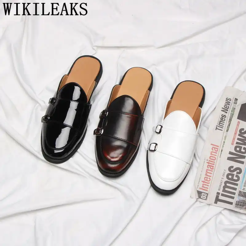 mens leather mule loafers