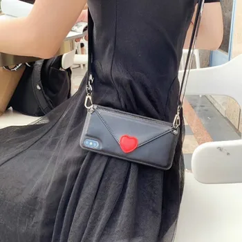 

cute card wallet leather phone case Crossbody bag for iphone XS MAX case 11 pro max X XR 6S 7 8 plus s10 plus s8 s9 note8 note9