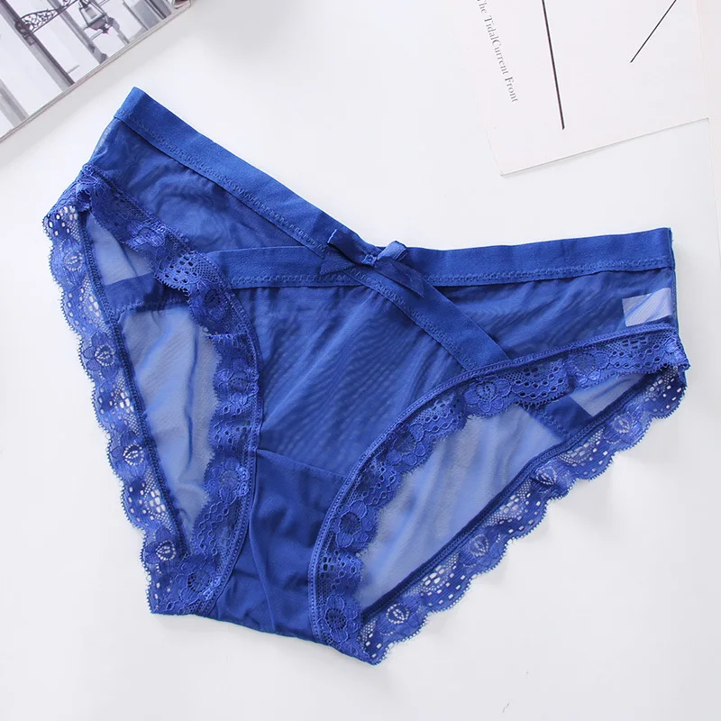 Ultra-thin Sexy Women Underwear Panties Transparent Mesh Briefs Quick-drying Lady Knickers Solid Color Underpants 15