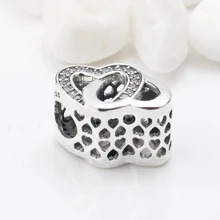 Шарма сердца 925 серебряный крест переплелись любви Клевер бусы подходят Браслеты браслет серебро 925 для Для женщин ювелирные изделия