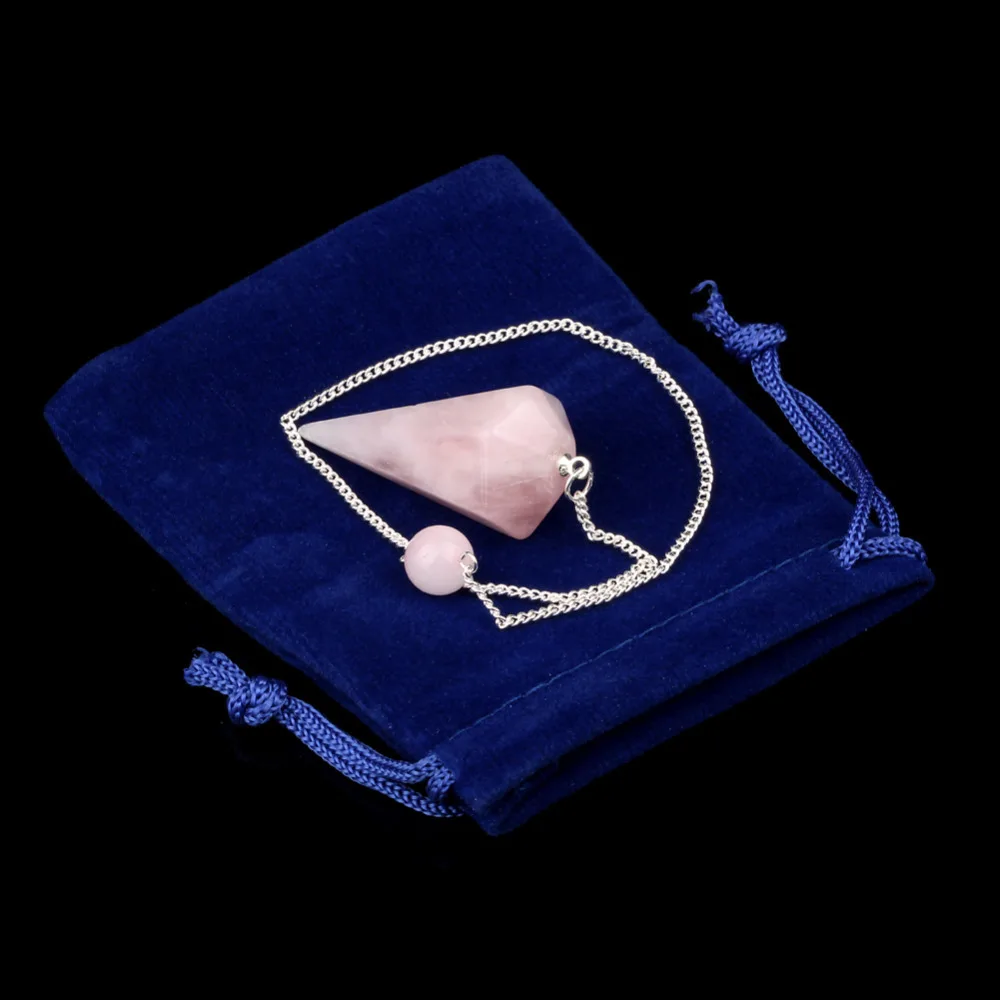 

1pc Natural Pink Rose Quartz Crystal Divination Crystal Pendulums Healing Dowsing Tool Polished 12 Faceted Stone Dropshipping
