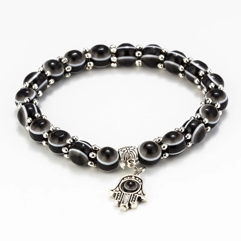 

Yishan 1 Pcs Black Color Bead Bracelet Colorful Evil Eye Beads Bracelet for Women Men Best Wish Gift EY6126