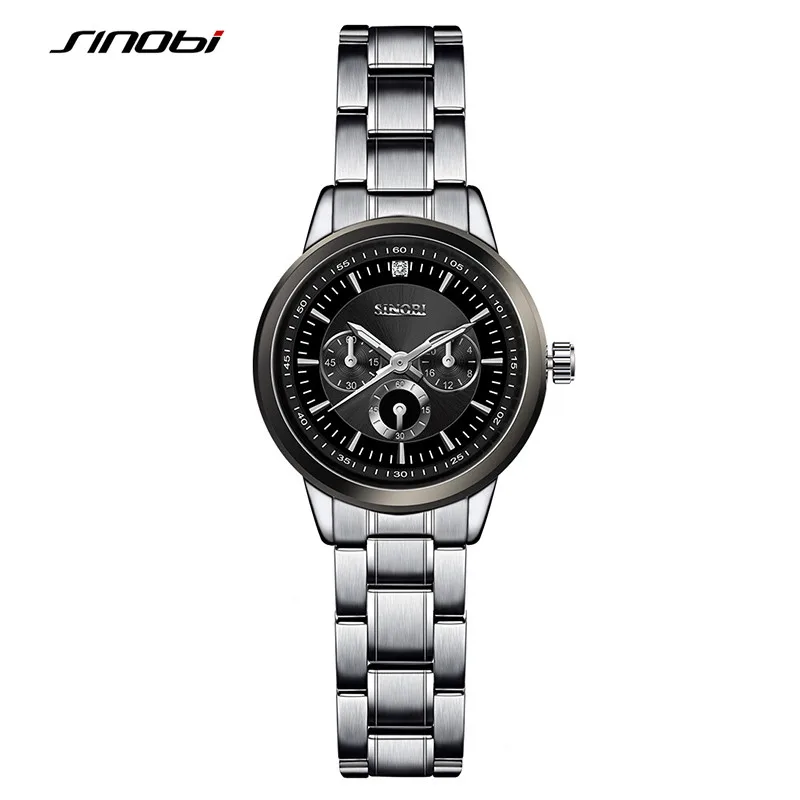 

SINOBI 2017 Business Women Female Luxury Watch Casual Steel Calendar Wristwatches Unisex Quartz Watches Relogio Masculino F41