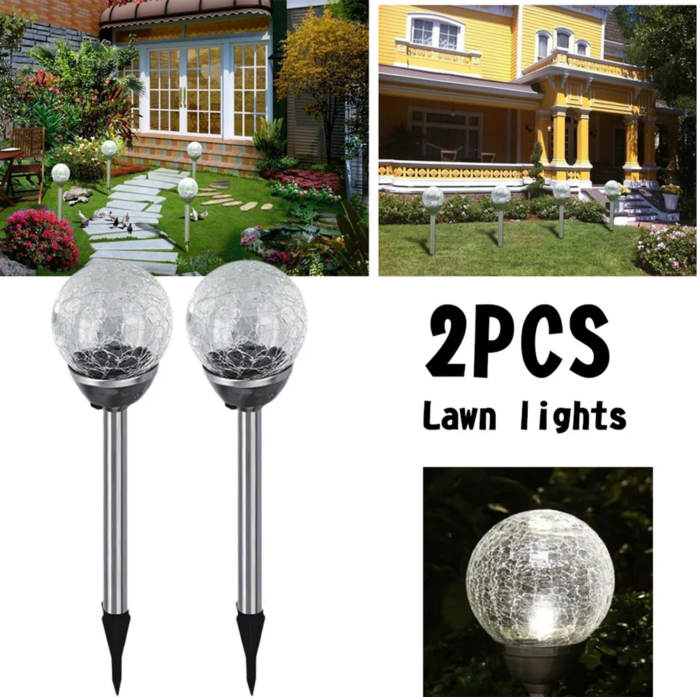 Padrão de Crack Lâmpadas do Gramado de Energia Inoxidável Luzes Bola Solar Jardim Luz Luz-operado Lâmpada Dropship 6.23 2 Pcs Aço 14 Cheap Lâmpadas solares