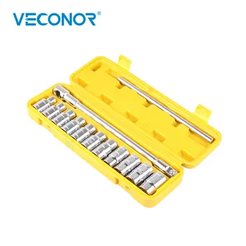 

13 Pieces 1/2" Sliding T Bar Handle Socket Set Hand Tool Set Kit 8~19mm