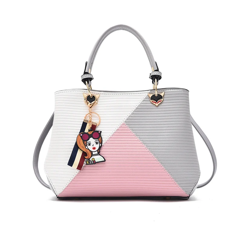 

Women Stitching Handbag Patchwork New Fashion Bag Female PU Leather Hand Bag High Quality Shoulder Bags Tote Sac A Main SS7115