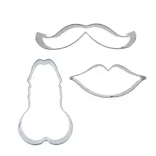 Усы, большие губы, жизненной формы 3 шт. печенье резки формы, выпечки инструменты, украшения торта мягкие конфеты инструменты