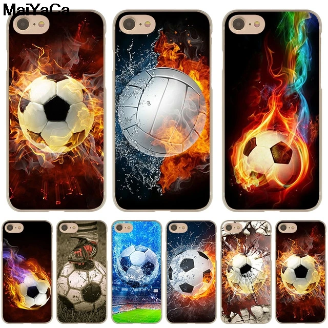 Футбольные мячи MaiYaCa Fire для iPhone 4S SE 5C 5S 6 6S 7 8 Plus X XR XS MAX чехлы телефонов прозрачные