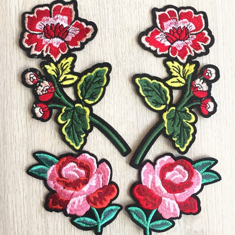 

1PCs Iron On Patches For Clothing Penoy Patch Flower Embroidery Patch Sew Appliques Badge Stickers Stripes For Clothes Patches