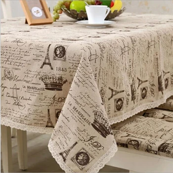 

Europe tablecloth rectangular linen cotton table cover crown letter print table cloth fabric party wedding decoration