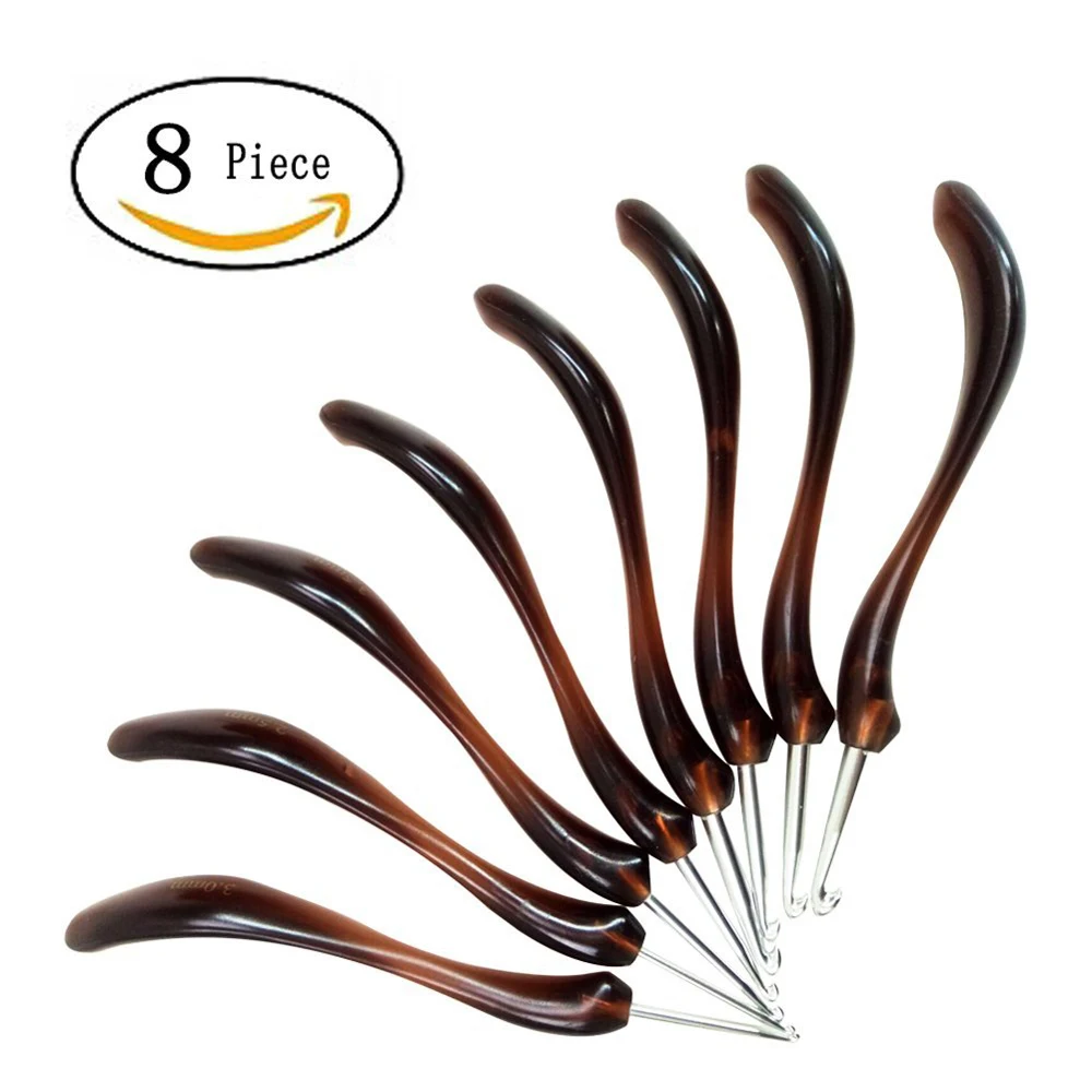 

8pcs/Set Plastic Handle Metal Crochet Hooks Knitting Yarn Needles Weave DIY Crafts Sewing Tool 2.5mm-6.0mm