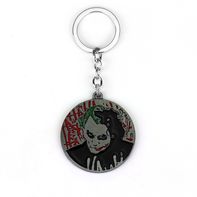 Dark Knight Joker KeyChain Coin Pendant Character Portrait Keyring Men Trinket