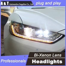 car styling For Ford Mondeo headlights U angel eyes DRL 2013 For Ford Mondeo LED light bar DRL Q5 bi xenon lens h7 xenon