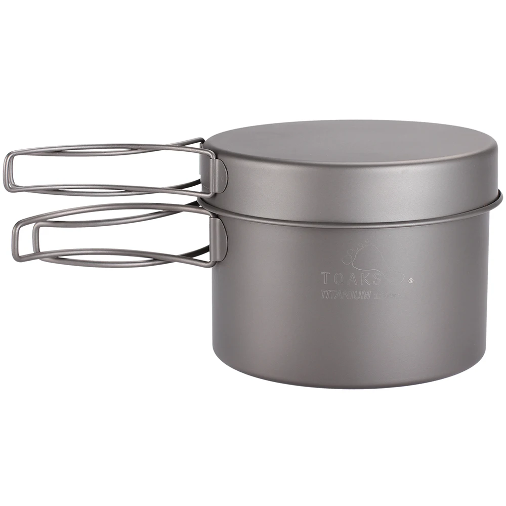 

TOAKS Titanium Pan Pot Outdoor Camping Hiking Cookware Backpacking Cooking Picnic Bowl Pot Pan Set with Folded Handle CKW-1300