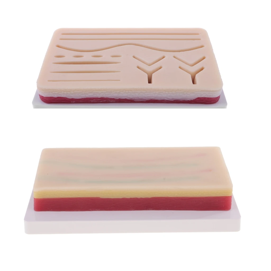 2 Sets Human Skin Wound Suture Pads & 3-Layers Skin Models Suturing Repeated Practice Kits Medical Teaching Tools