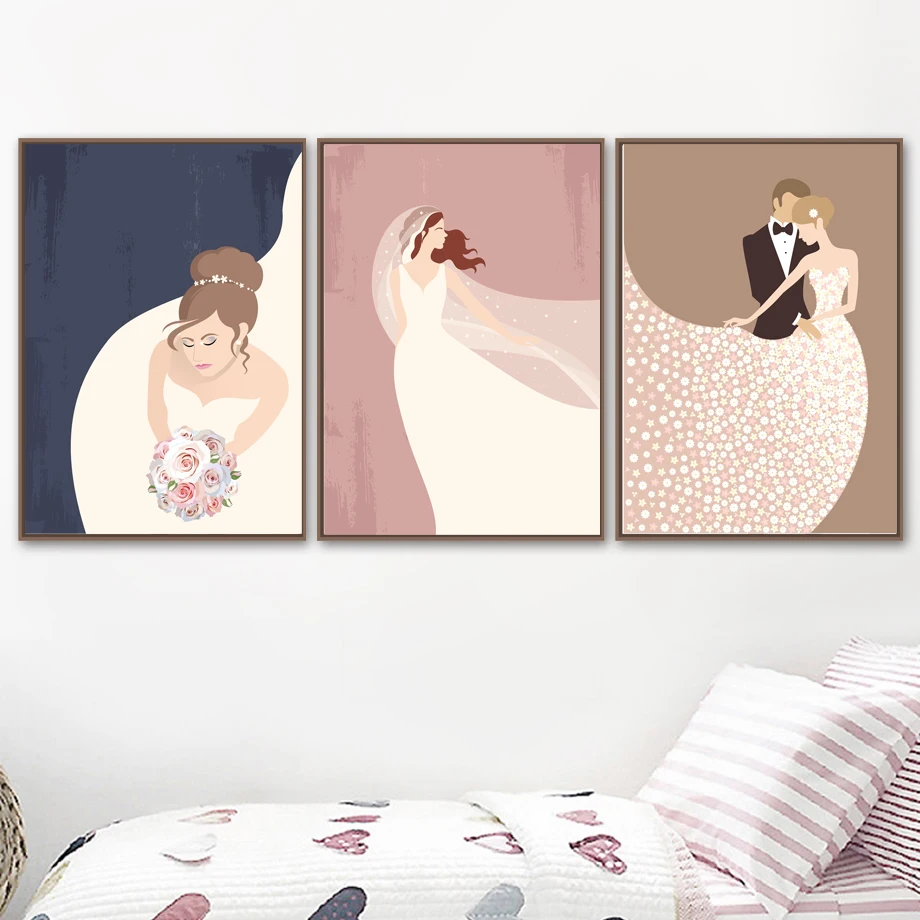 

Wedding Bride Bridegroom Nordic Poster And Prints Wall Art Canvas Painting Wall Pictures For Living Room Bedroom Home Decor
