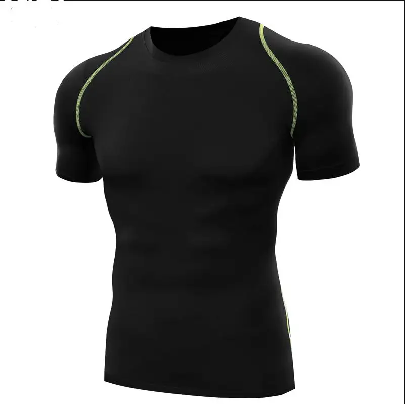 

Fashion 2019 Summer Base Layer Crossfit Bodybuilding Men Fitness Tight Elastic Quick-drying Compresse t-shirt Short sleeve Top