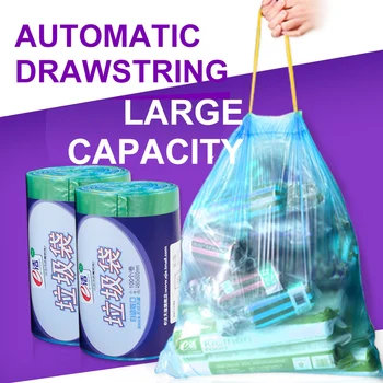 

Trash Bags Hand Held Brand New Imported HDPE 45 X 50 Cm Blue At One Time Automatic Garbage Bag Solid Housewear Furnishings