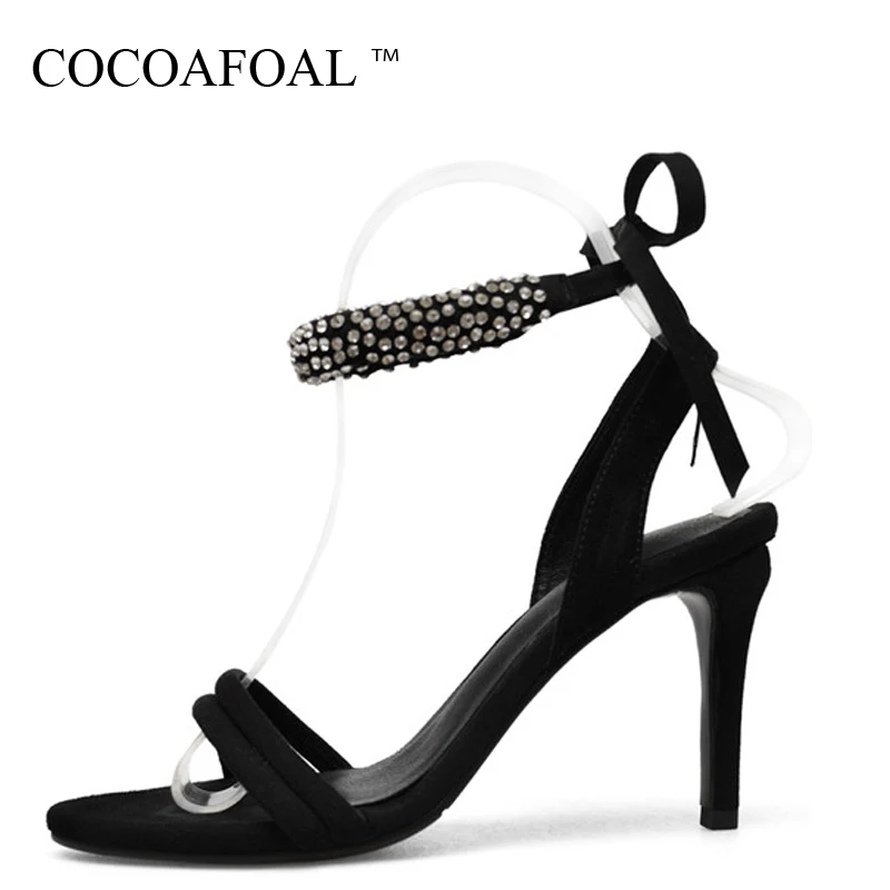 

KEAIQIANJIN Women Rhinestone High Heels Sandals Genuine Leather Peep Toe Sexy Heels Shoes Sheepskin Open Toe Wedding Sandals