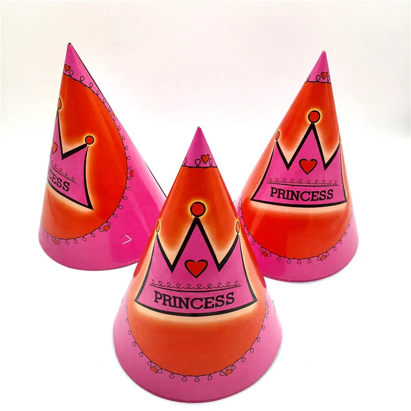 

6Pcs Pink Crown Birthday Party Supplies Sets Disposables Paper Hat Kids Boy Girl Birthday Party Supplies Decoration Caps 20*14cm