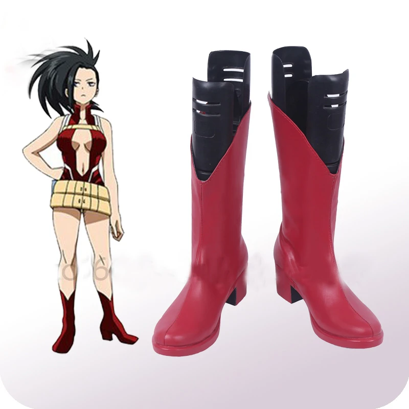 My Hero Academia Boku no Hero Akademia Momo Yaoyorozu Cosplay Boots Red