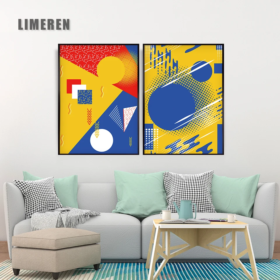 

Modern Minimalistic Geometric Blue Modular Pictures Print Poster Decor Canvas Painting Wall Picture Art Home Decor