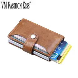 VM FASHION KISS men/wo мужской RFID кошелек из натуральной кожи металлическая кредитная и визитная карточка держатель минималистичный кошелек