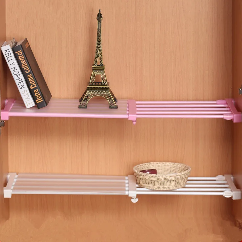 

Multifunctional Retractable Wardrobe Storage Rack Kitchen Shelf Holder Bathroom Shelves Cabinet Partition Separated Organizer