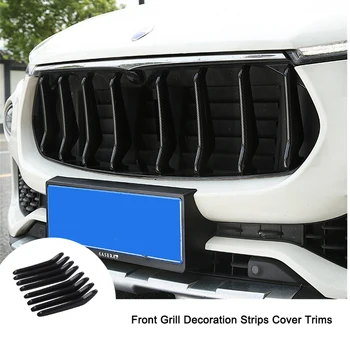 

For Maserati Levante 2016 Car Front Grill Trims Strips Decorative Cover Auto Styling Accessories Stickers 8pcs Carbon Fiber ABS