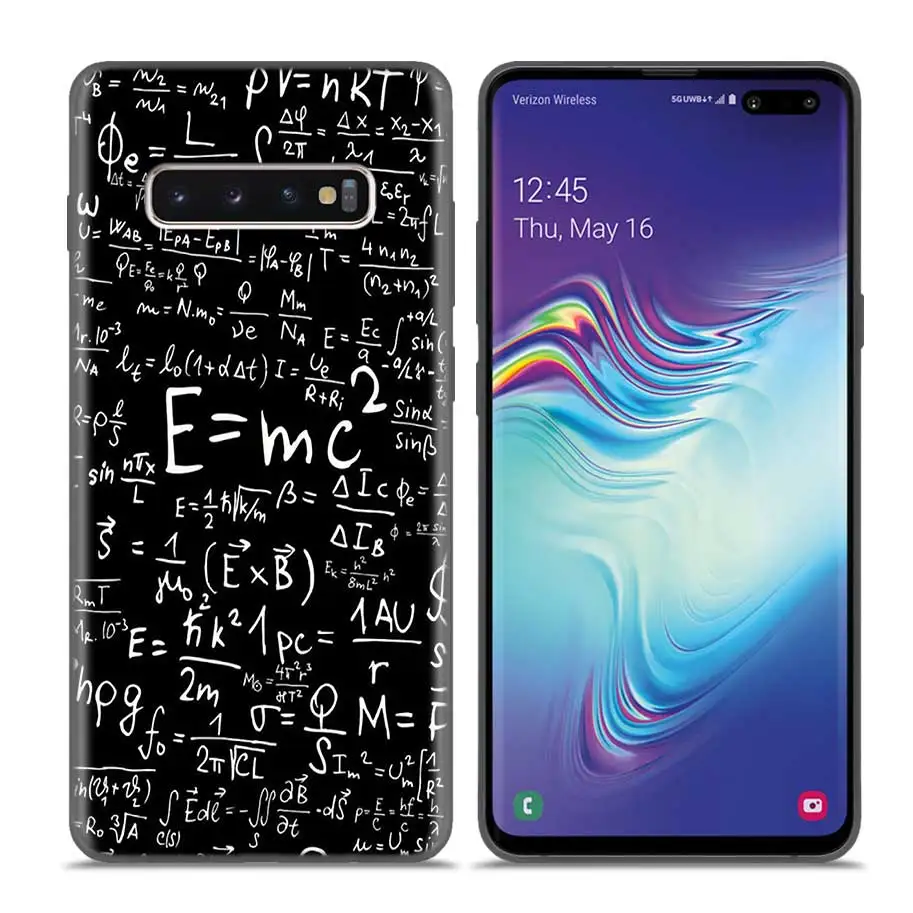 Чехол Capas Coque для samsung Galaxy S10 S9 S8 Plus 5G A30 A50 A70 A40 A20 Note 8 9 10 чехол каркас Альберт Эйнштейн формула математика