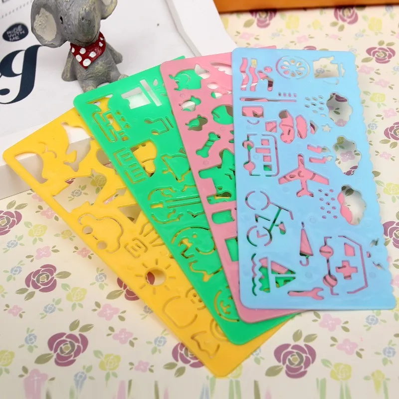 8 шт./партия корейский канцелярские конфеты цвет рисунок линейка универсальность различные геометрические альбом правитель дети подарок